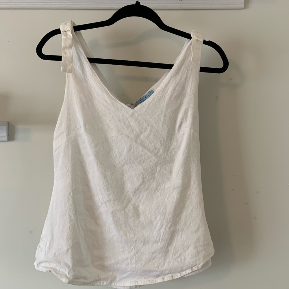White Linen Sleeveless Blouse